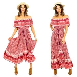 Nightcap Clothing Red Floral Boho Samba Dress